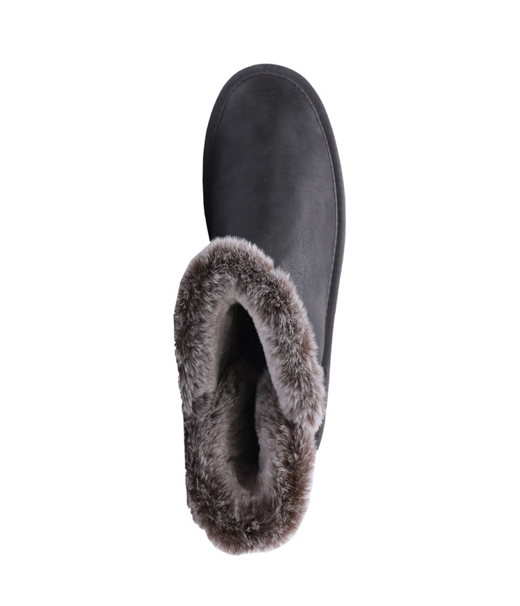 Ladies fur lined 7" PU boot Charcoal