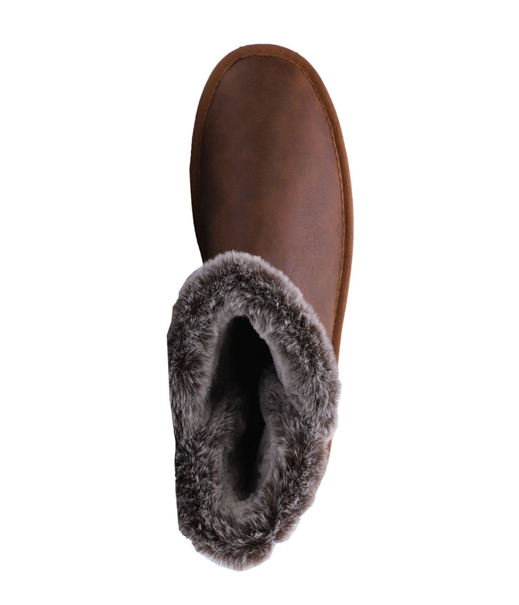 Ladies fur lined 7" PU boot Chestnut