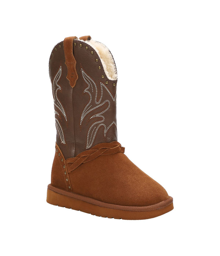 Fur Lined Ladies western-style pull on boot Chestnut/Brown