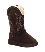 Fur Lined Ladies western-style pull on boot Chocolate