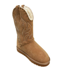 Fur Lined Ladies western-style pull on boot Chestnut