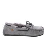 Ladies fur-lined slipper moccasins CHARCOAL