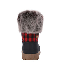 Ladies duck-boot style with curly wool lining Red Plaid