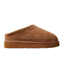 Ladies Clog-style slipper with premium suede upper and fur lining CHESTNUT