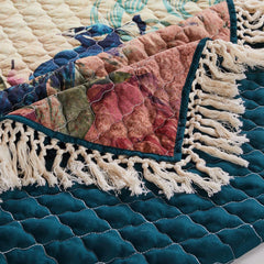 Eden Peacock Vintage Fringed Quilt Set