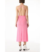 Ese Pink Dress with a Sweetheart Neckline Empire Waist and Adjustable Straps Midi Dress Pink