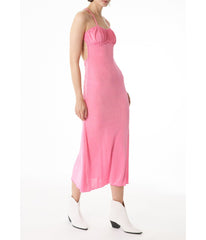 Ese Pink Dress with a Sweetheart Neckline Empire Waist and Adjustable Straps Midi Dress Pink