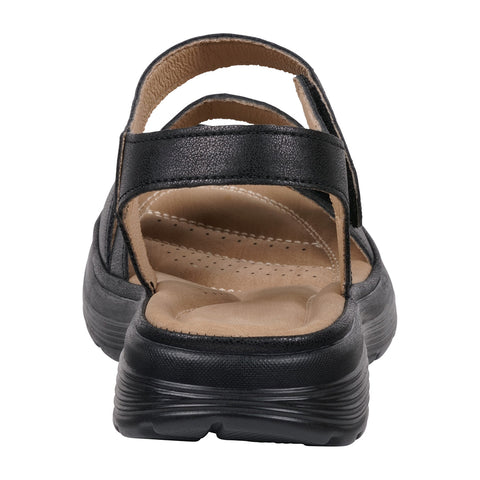 Women's Judy Black Velcro Comfort Flat Sandals