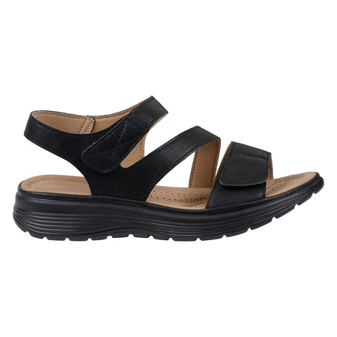 Women's Judy Black Velcro Comfort Flat Sandals