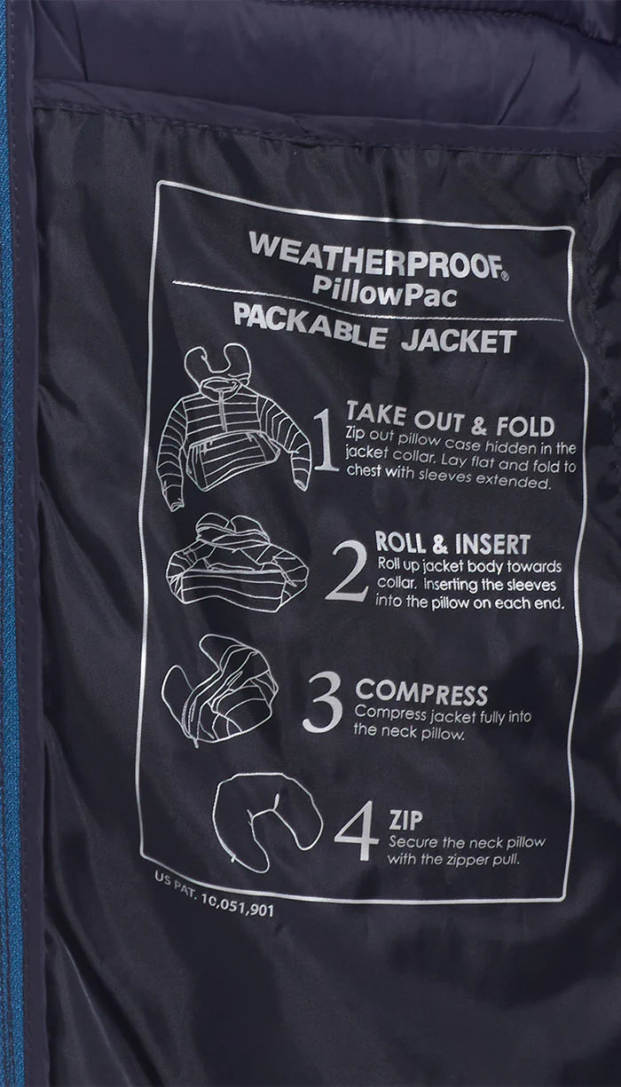  Weatherproof Men's Packable Pillow Jacket - Black - Bonton