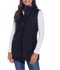 Channel Quilted Longline Vest Black