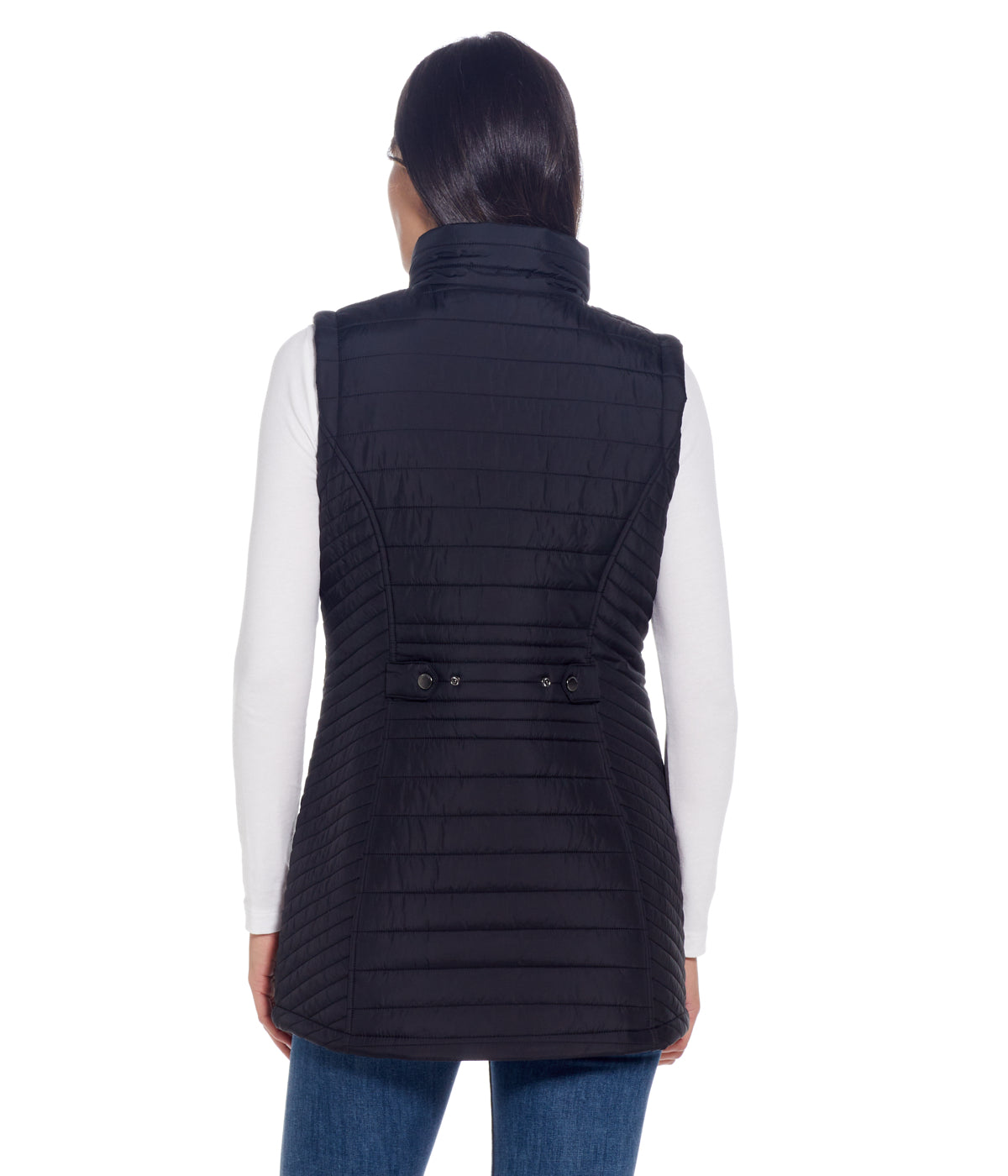  Weatherproof Channel Quilted Longline Vest Black - Black - Bonton