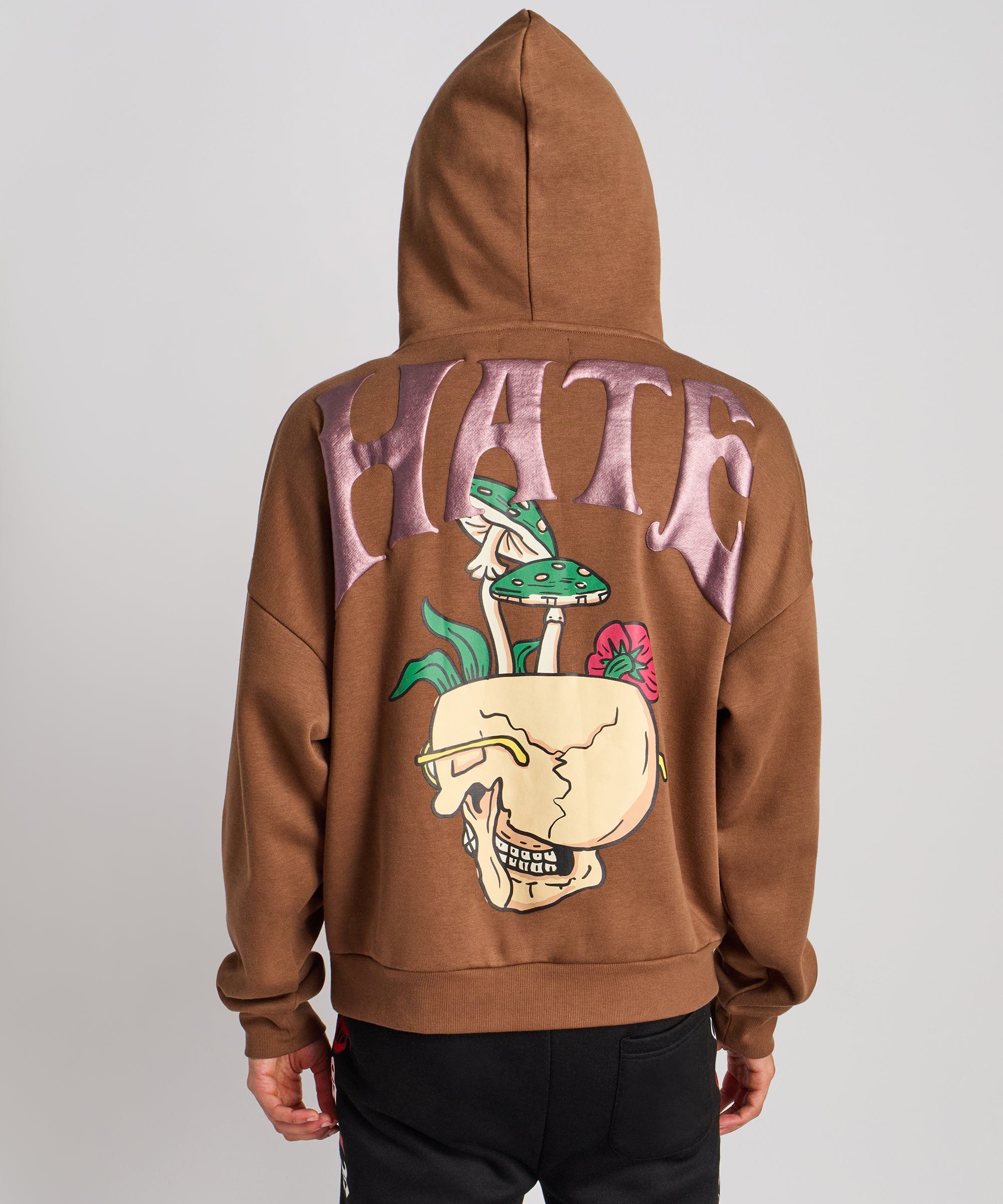 Reason Clothing Love Hate Puff Print Hoodie - Khaki - KHAKI - Bonton