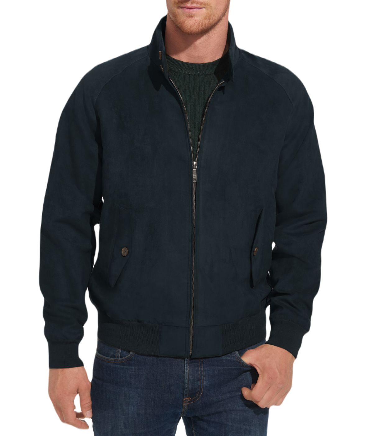  Weatherproof Men's Lightweight Microsuede Baracuta Jacket - Indigo - Bonton