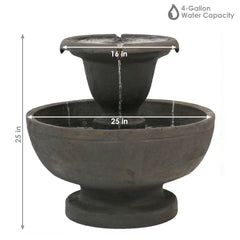 25"H Electric Polyresin 2-Tier Streaming Falls Water Fountain