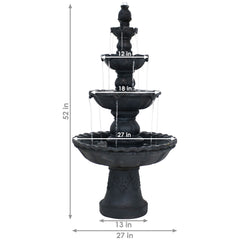 52"H Electric Fiberglass and Resin 4-Tier Pineapple Top Water Feature