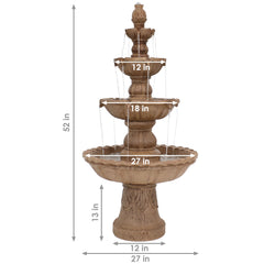 52"H Electric Fiberglass and Resin 4-Tier Pineapple Top Water Feature