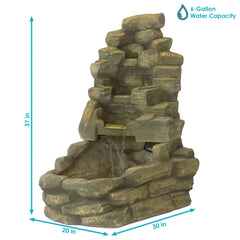 37"H Electric Fiberglass Stone Falls Waterfall Water Fountain