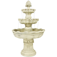 51"H Electric Polyresin and Fiberglass 3-Tier Pineapple Top Water Fountain