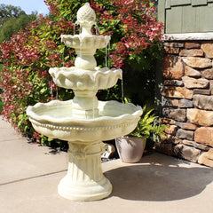 51"H Electric Polyresin and Fiberglass 3-Tier Pineapple Top Water Fountain