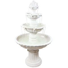 52"H Electric Fiberglass 4-Tier Fruit Top Water Fountain, White Finish