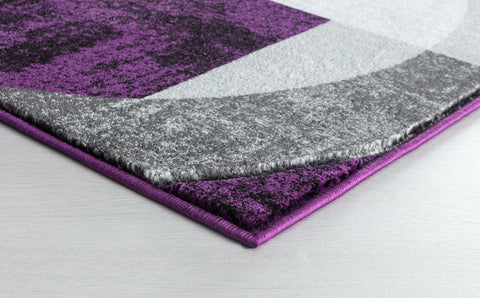 Silver Grey Purple Geometric Shapes Hand-Carved Abstract Soft Premium Modern Contemporary Non-Shedding Area Rug by Homemartgoods