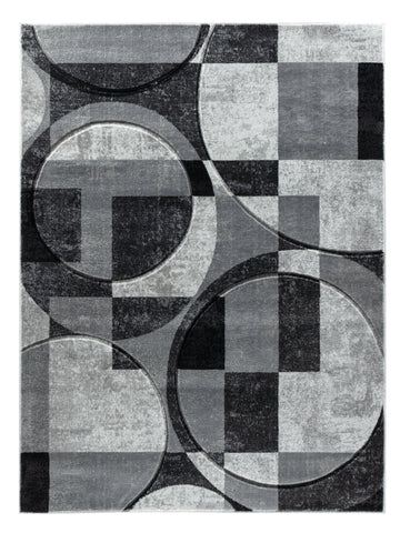 Silver Grey Geometric Shapes Hand-Carved Abstract Soft Premium Modern Contemporary Non-Shedding Area Rug by Homemartgoods