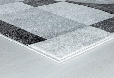 Silver Grey Geometric Shapes Hand-Carved Abstract Soft Premium Modern Contemporary Non-Shedding Area Rug by Homemartgoods