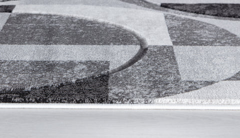 Silver Grey Geometric Shapes Hand-Carved Abstract Soft Premium Modern Contemporary Non-Shedding Area Rug by Homemartgoods