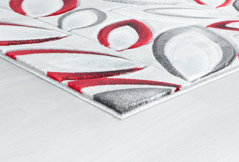 Red Silver Floral Nature Leaf Hand-Carved Abstract Soft Premium Modern Contemporary Non-Shedding Area Rug by Homemartgoods
