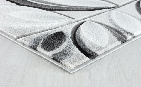 Silver Grey Floral Nature Leaf Hand-Carved Abstract Soft Premium Modern Contemporary Non-Shedding Area Rug by Homemartgoods