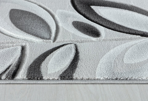 Silver Grey Floral Nature Leaf Hand-Carved Abstract Soft Premium Modern Contemporary Non-Shedding Area Rug by Homemartgoods