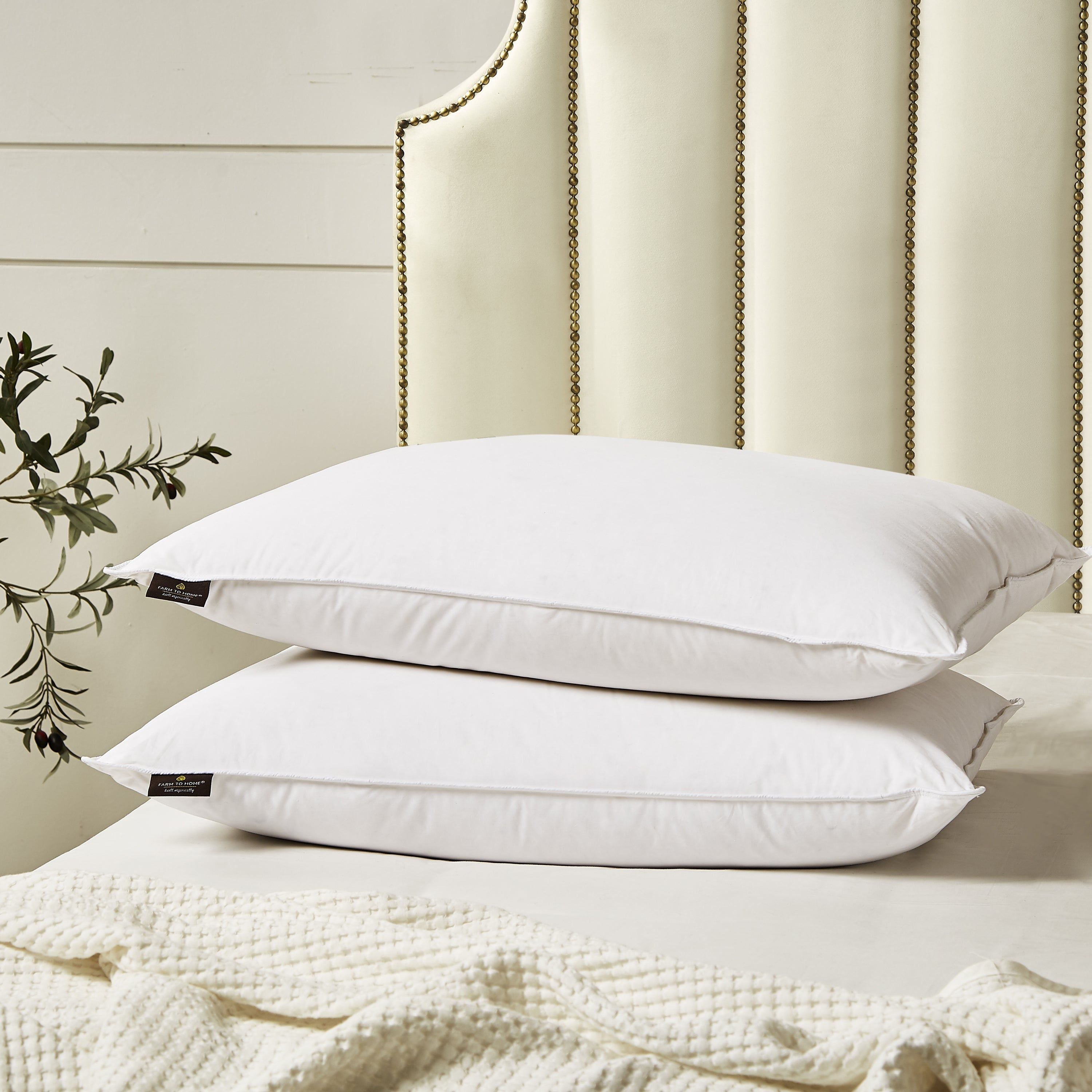  Farm to Home 2-Pack Feather Down Pillows - White - Bonton