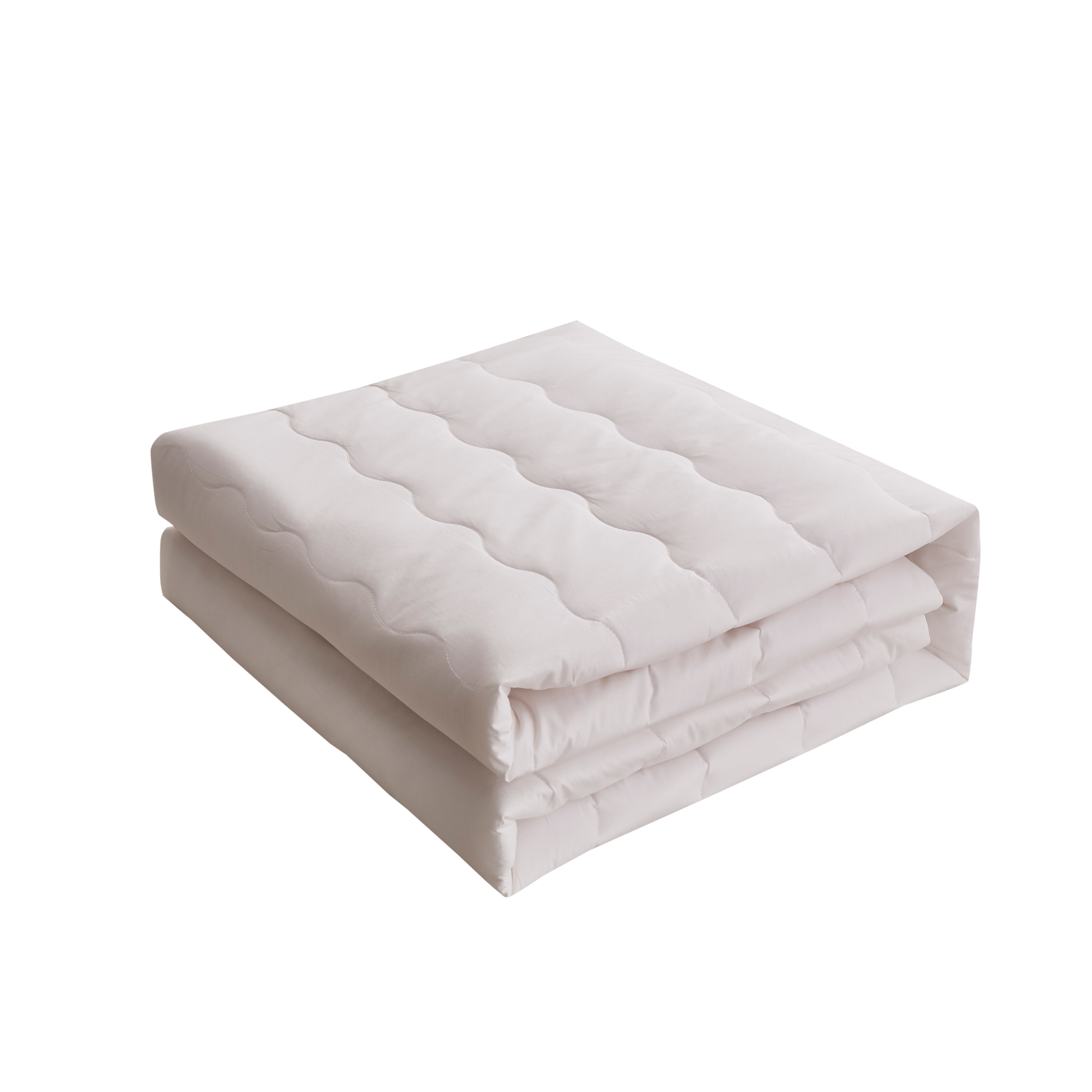  Farm to Home Farm To Home 100% Organic Cotton Wavy Channel Down Alternative Mattress Pad - White - Bonton