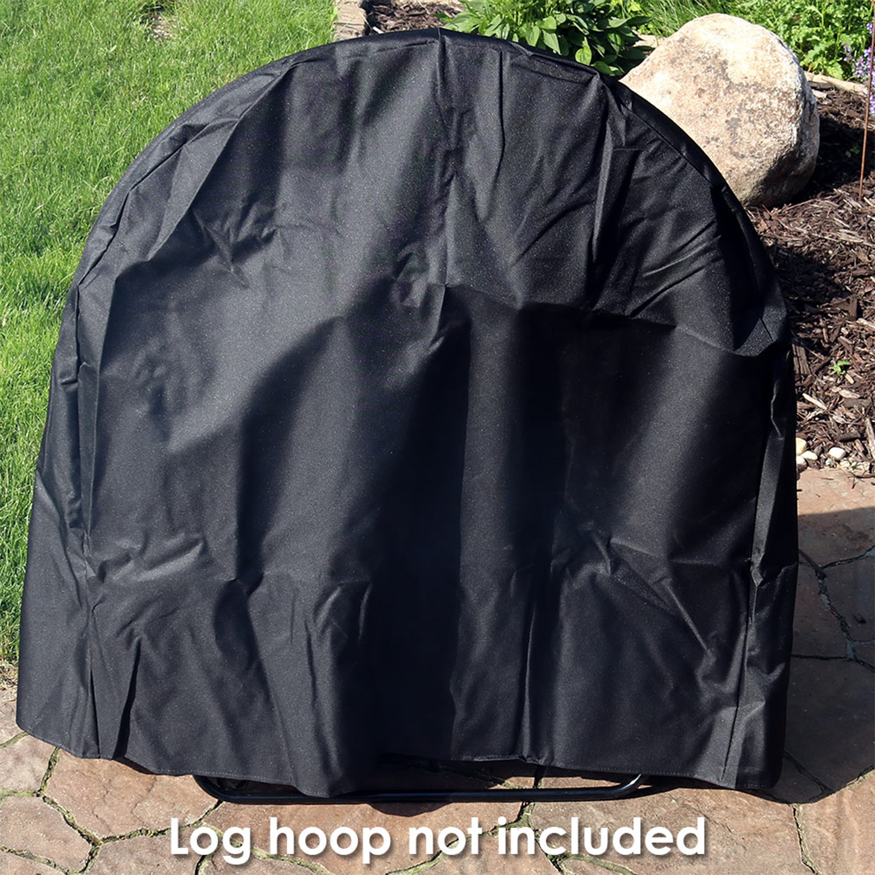  Sunnydaze Decor Weather-Resistant Durable Polyester with PVC Backing Firewood Log Hoop Cover - Black - Bonton