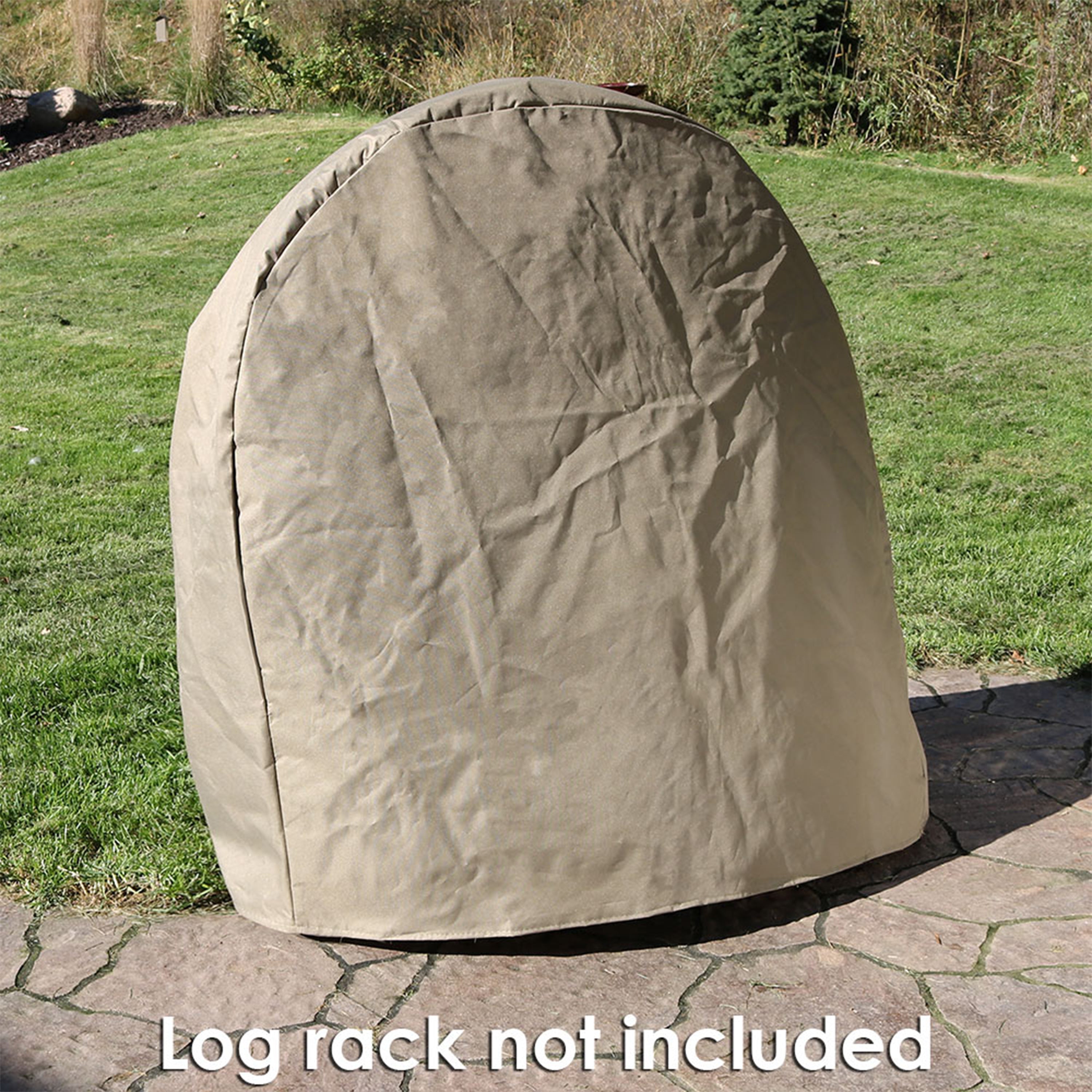  Sunnydaze Decor Weather-Resistant Durable Polyester with PVC Backing Firewood Log Hoop Cover - Khaki - Bonton