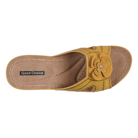 Women's Fiora Yellow Floral Wedge Sandals