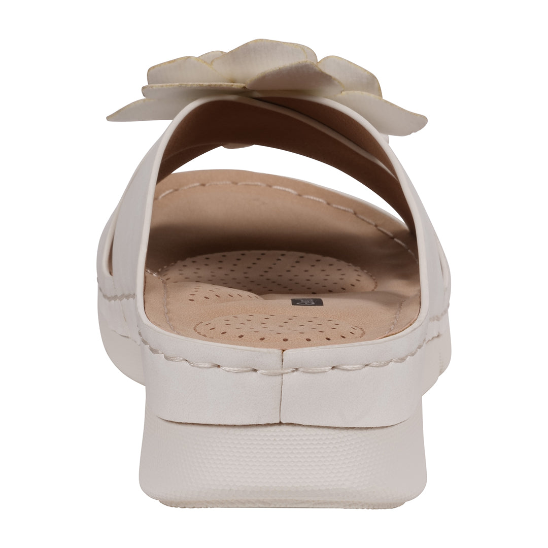  GC Shoes Women's Claire White Flower Rosette Comfort Sandals - White - Bonton