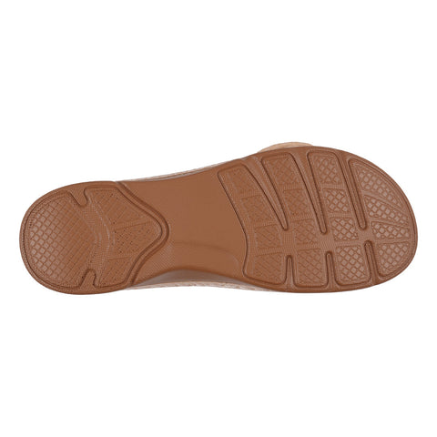 Women's Honey Natural Flower Rosette Flat Comfort Sandals