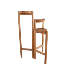 Three Tiered Light Toned Wooden Plant Stand