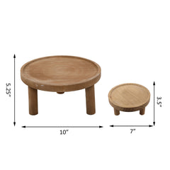 Set of 2 Light Hued Tri-Footed Wood Stands