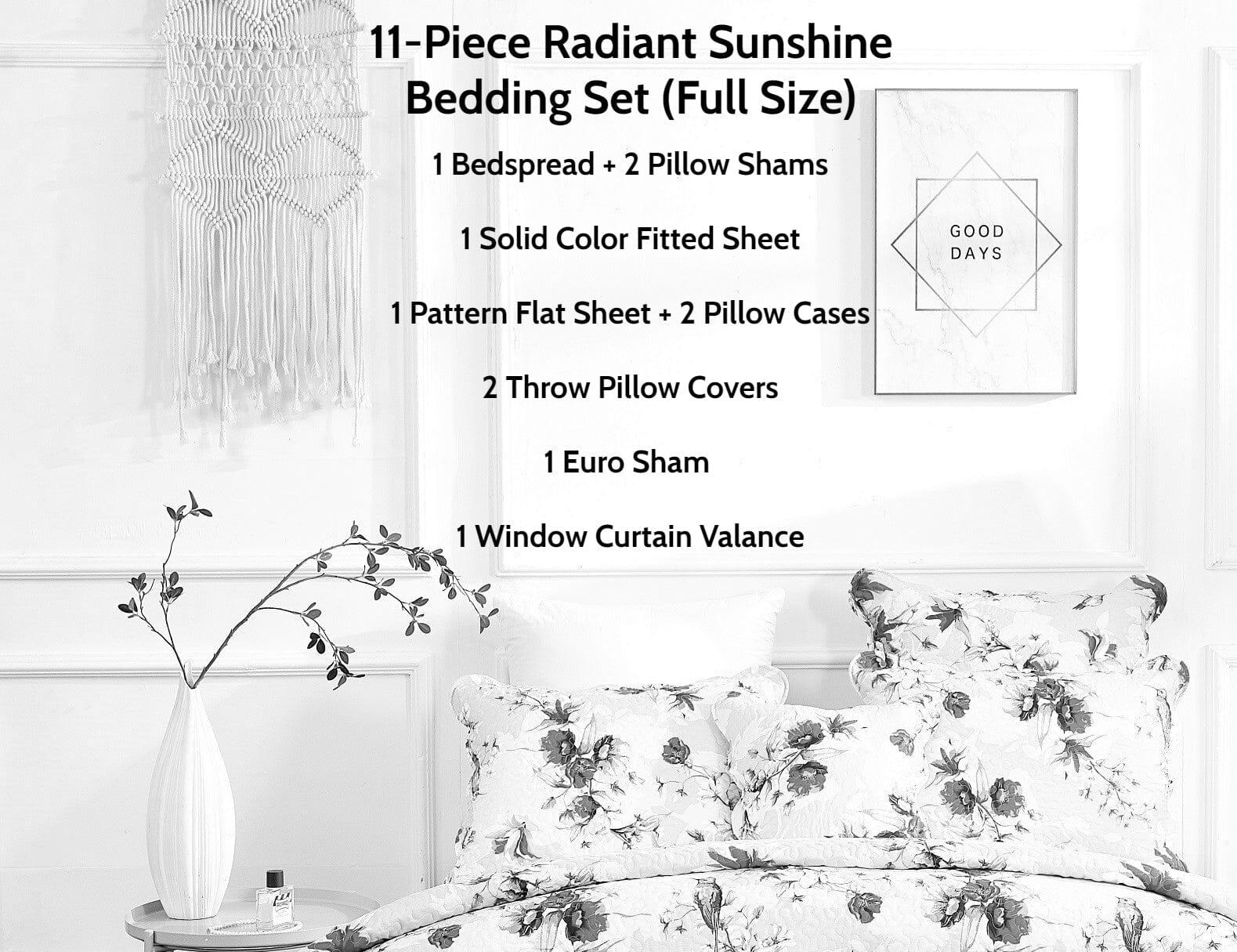  DaDa Bedding Collection DaDa Bedding Bed in a Bag Bundle Set - Radiant Sunshine Yellow Hummingbirds Floral Bedding Set (JHW-925) by DaDa Bedding Collection - Twin - Bonton