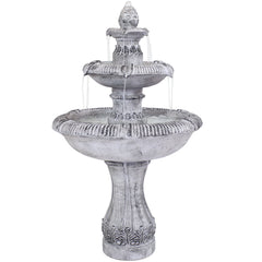 50"H Electric Fiberglass Reinforced Concrete 3-Tier Mediterranean-Inspired Water Fountain