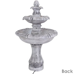 50"H Electric Fiberglass Reinforced Concrete 3-Tier Mediterranean-Inspired Water Fountain