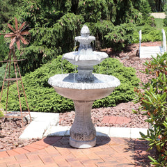 50"H Electric Fiberglass Reinforced Concrete 3-Tier Mediterranean-Inspired Water Fountain