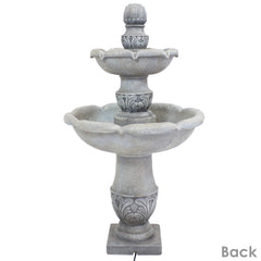 50"H Electric Fiberglass Reinforced Concrete 2-Tier French Garden Design Water Fountain, Dusty Gray