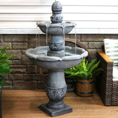 50"H Electric Fiberglass Reinforced Concrete 2-Tier French Garden Design Water Fountain, Dusty Gray