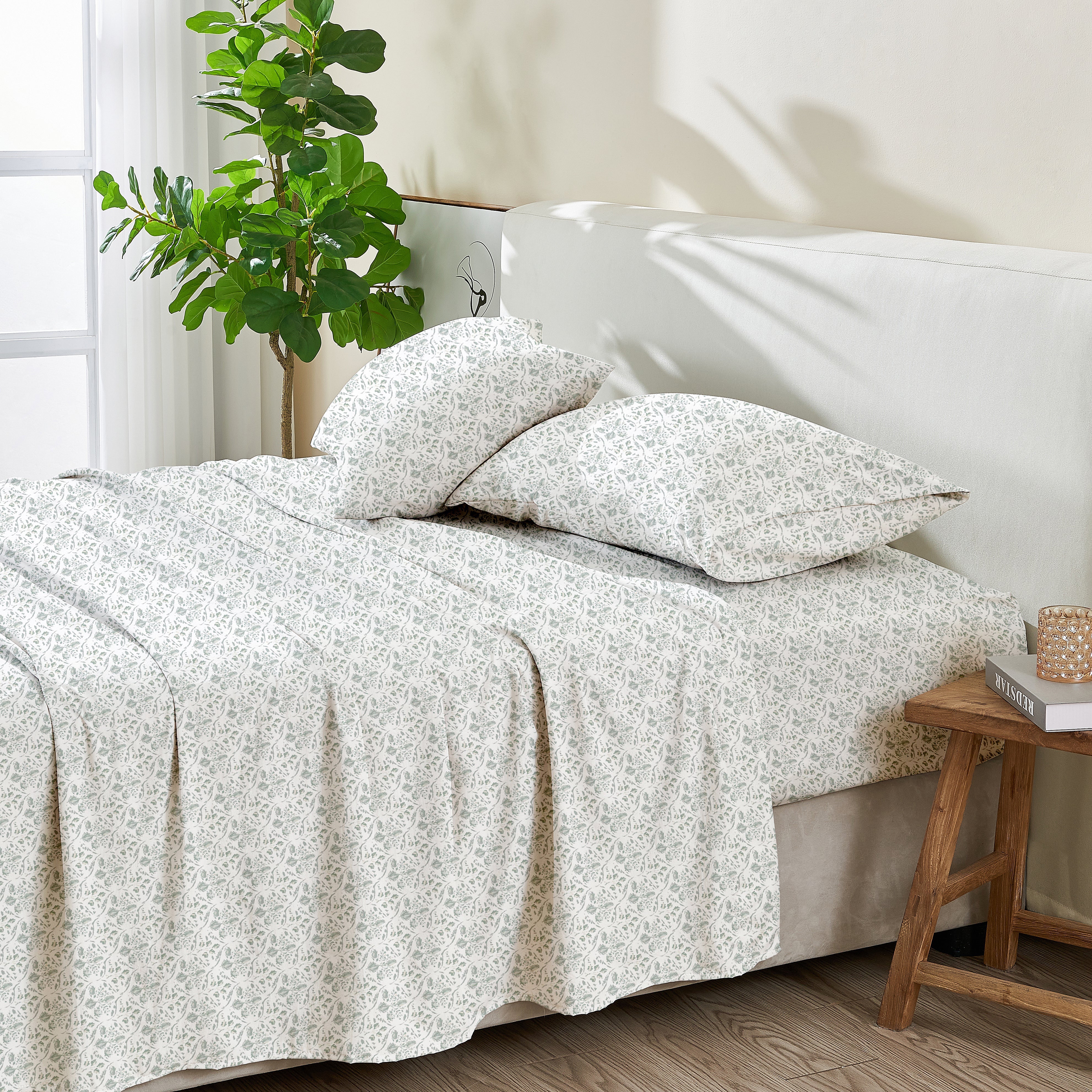  Patina Vie Maison Patina Vie Maison Leiea Pre Washed Microfiber Printed Sheet Set - Twin - Bonton