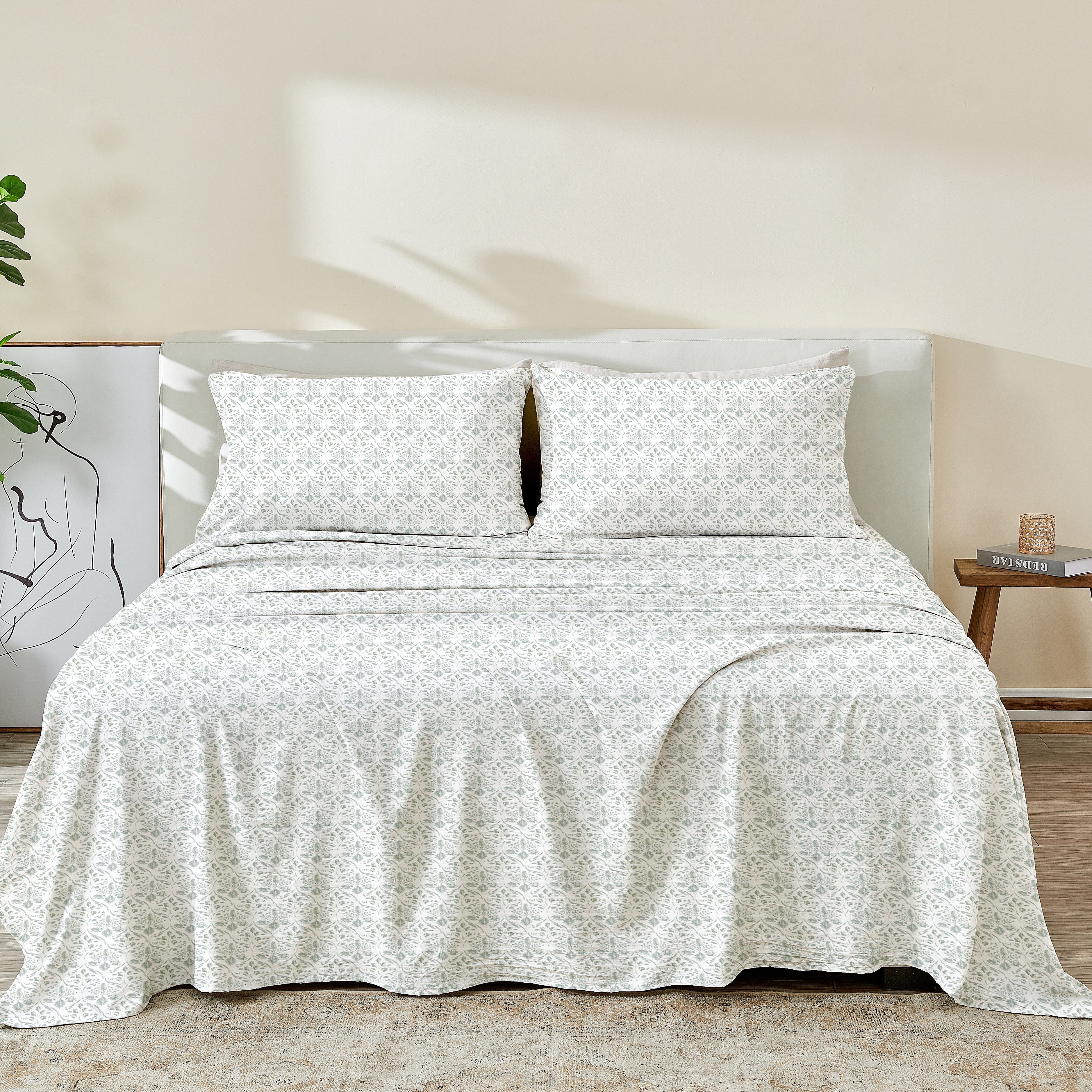  Patina Vie Maison Patina Vie Maison Leiea Pre Washed Microfiber Printed Sheet Set - Twin - Bonton