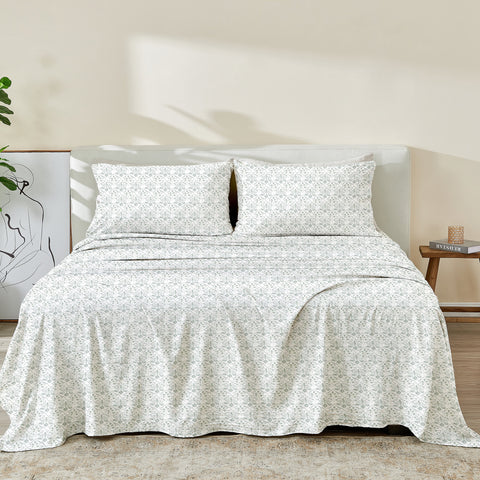Patina Vie Maison Leiea Pre Washed Microfiber Printed Sheet Set